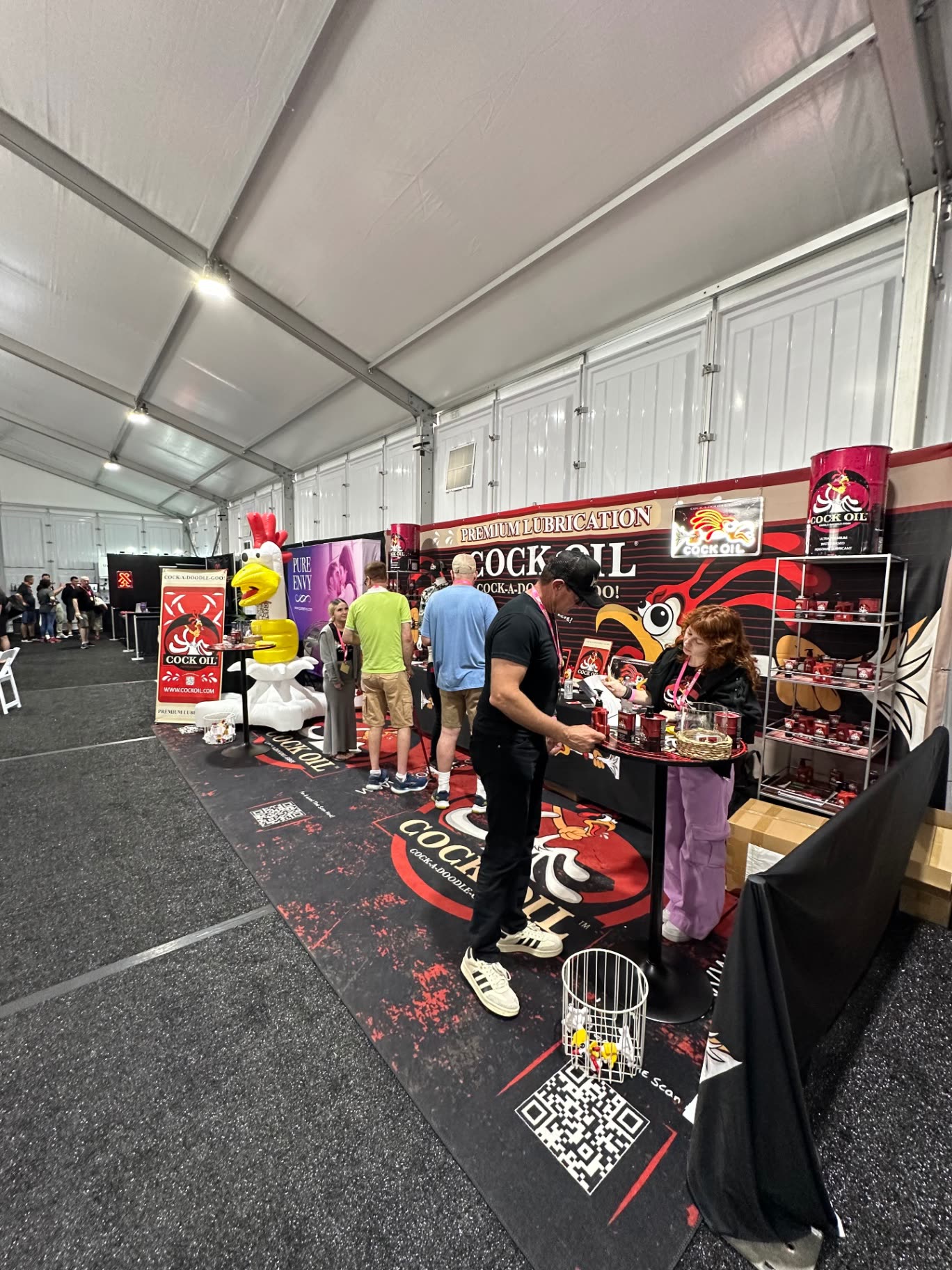 Crowd at the Cock Oil booth